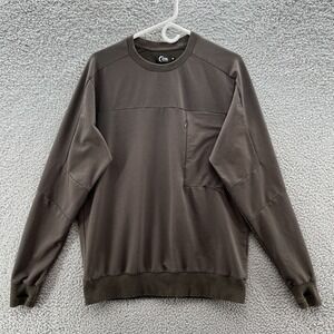 ZYIA ACTIVE Sweatshirt Mens Medium Brown Zip Chest Pocket Slim Pullover